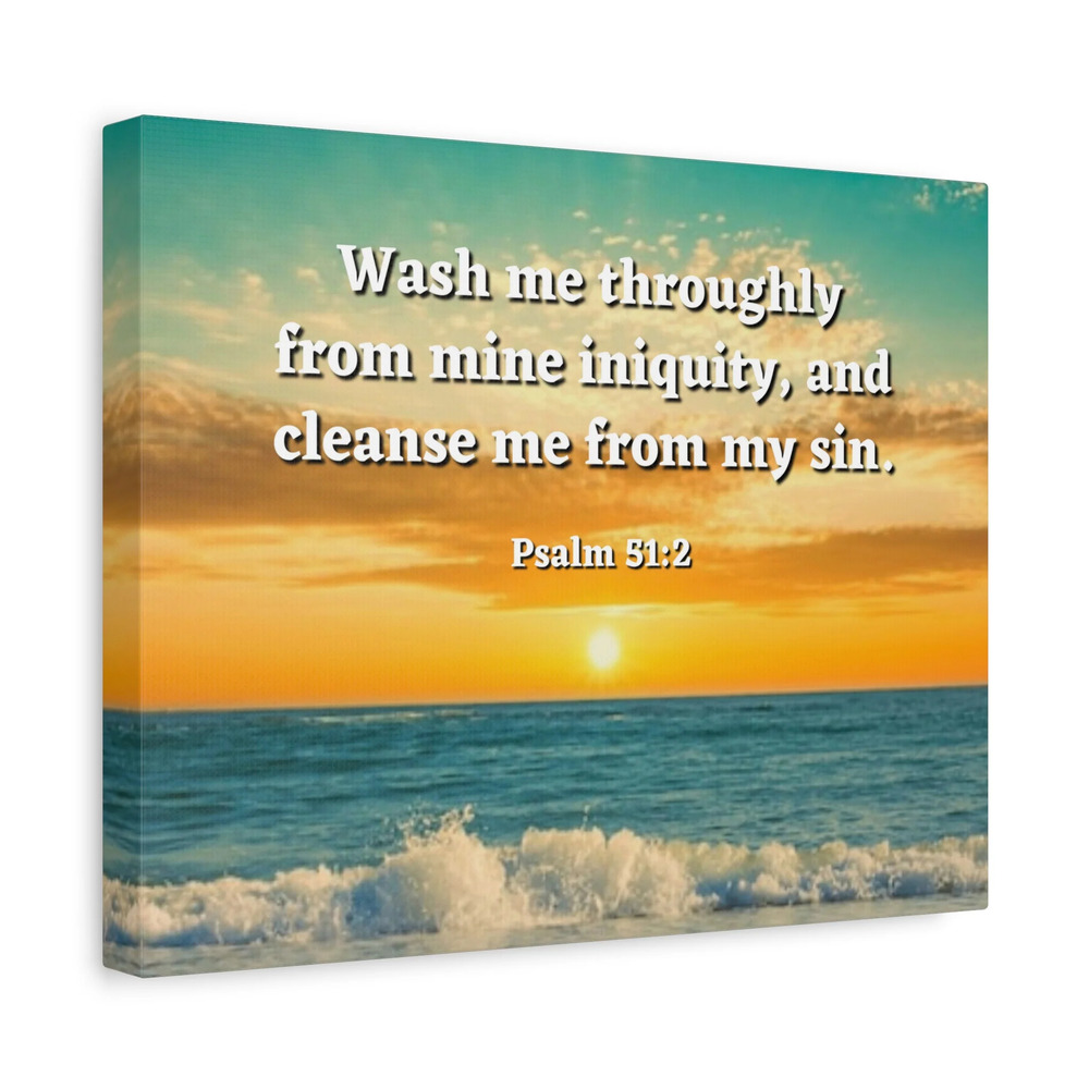 Scripture Canvas Washed Away Psalm 51:2 Christian Wall Art Bible Verse Print